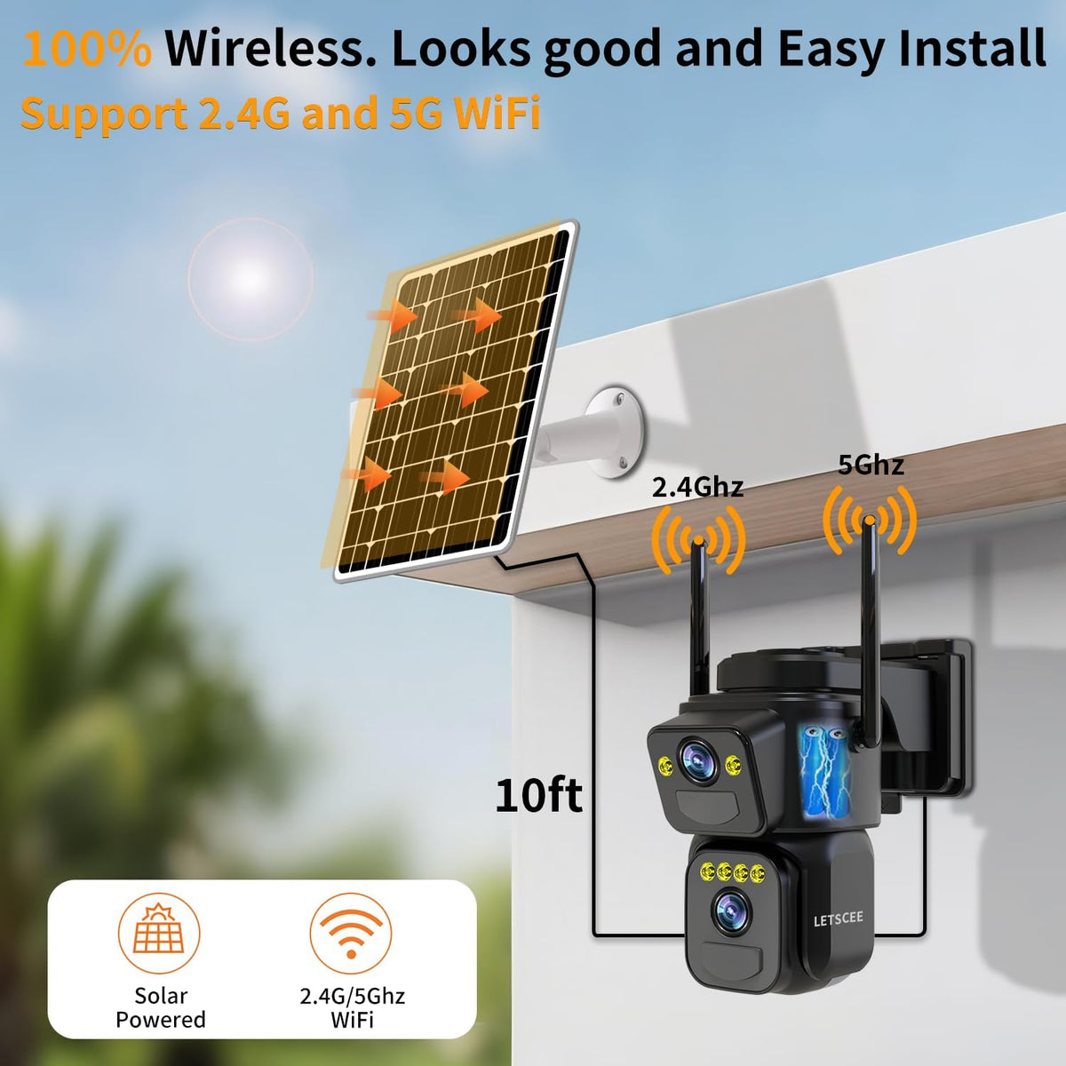 LETSCEE Cámaras de Seguridad WiFi para Exteriores, Cámaras 5G\/2.4G...