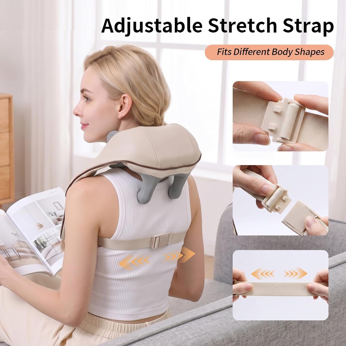 Almohada masajeadora de cuello 4D inalámbrica profunda, masajeador...