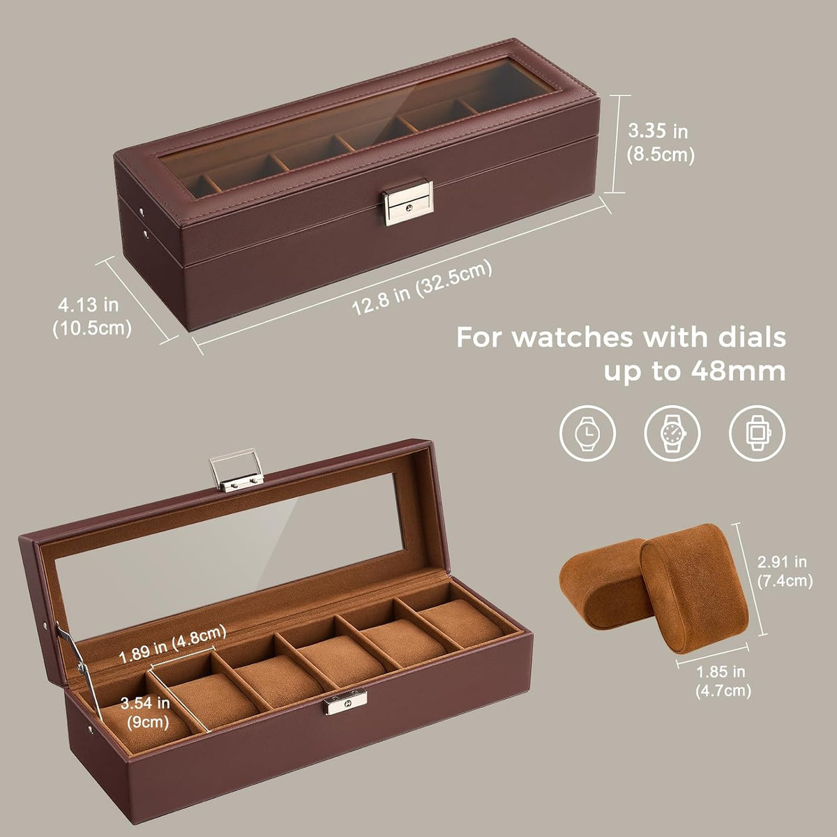 ProCase Caja de reloj con 6 ranuras para hombre - Espresso | Organi...