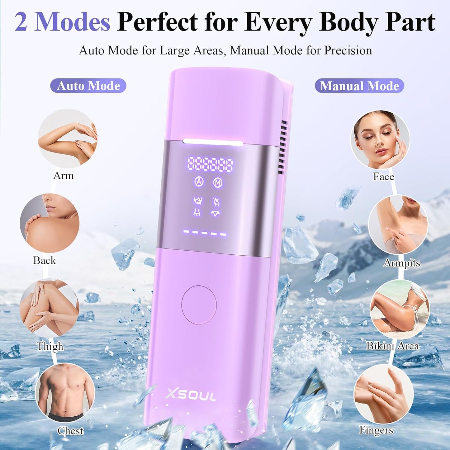 Xsoul - Depiladora láser con enfriamiento de hielo de zafiro a 5℃,...