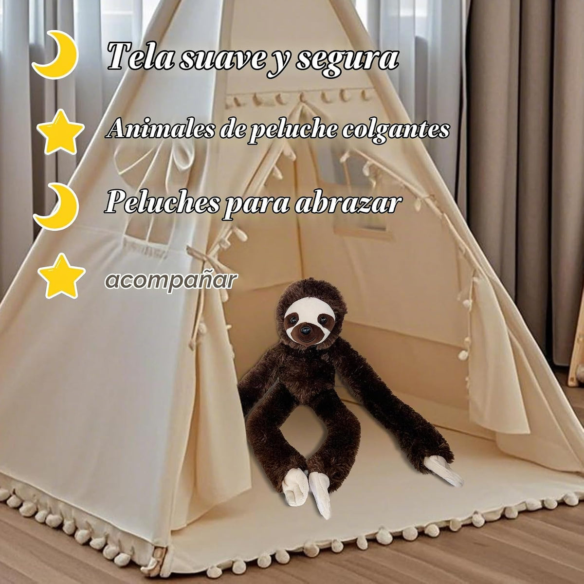 Hideekoog Juguete de peluche colgante de perezoso, ganchos de perez...