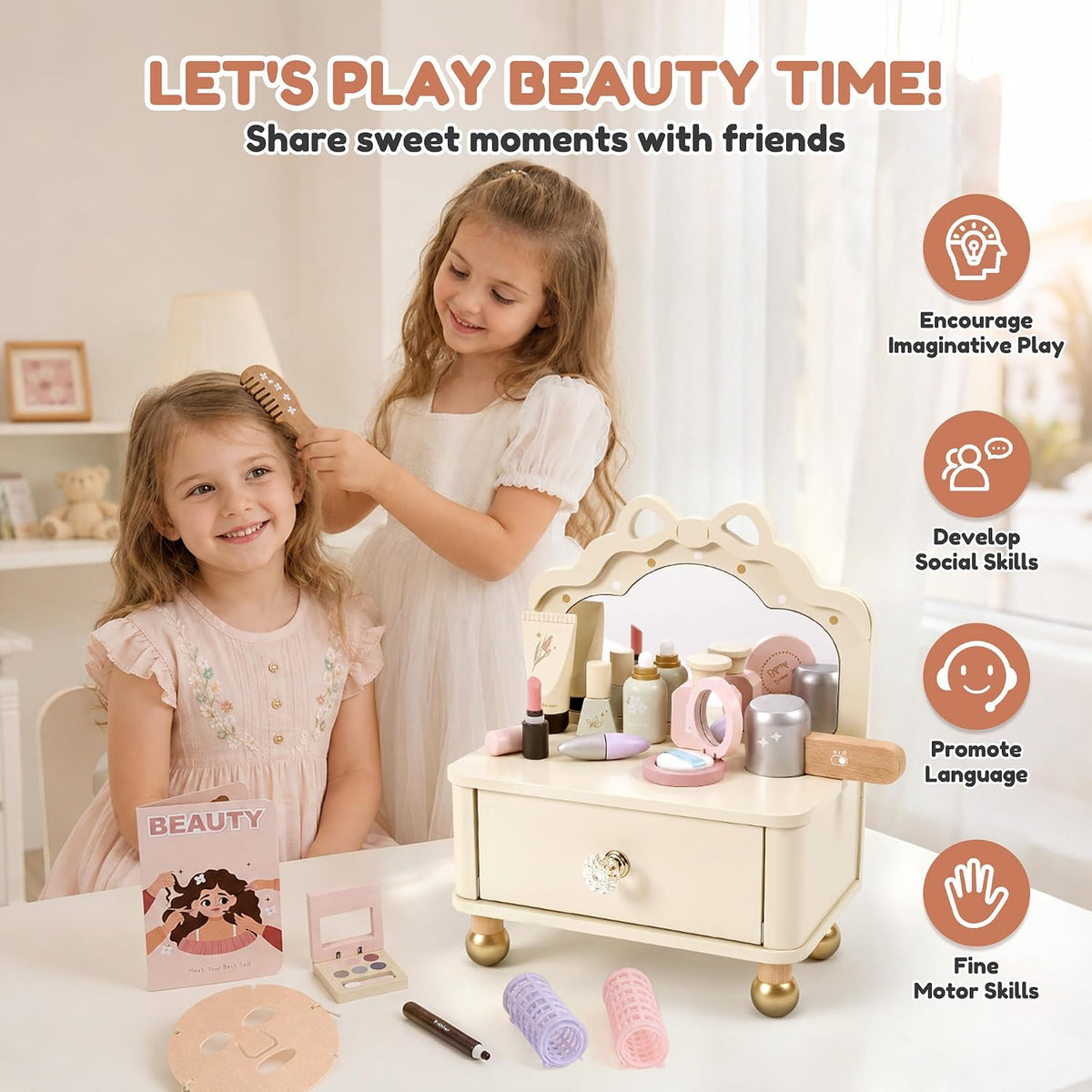 Pithfor Juego de tocador de madera, kit de maquillaje de juego de |...