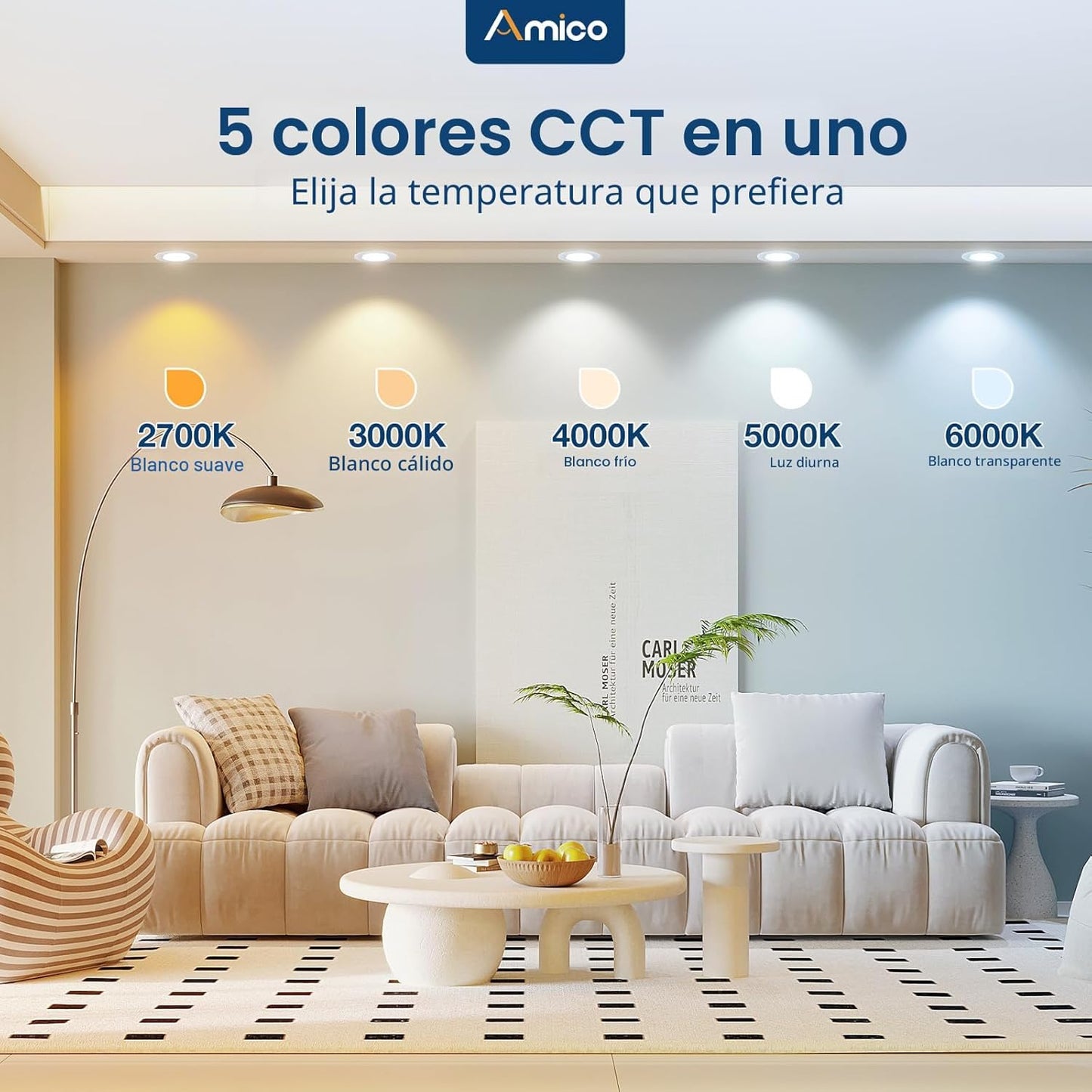 Amico Paquete de 24 unidades de iluminación LED empotrada de 5\/6 p...