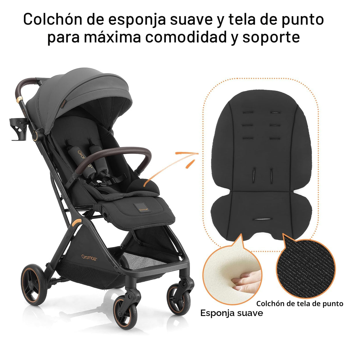 Gromast Cochecito de bebé plegable Gravity - Cochecito portátil de...