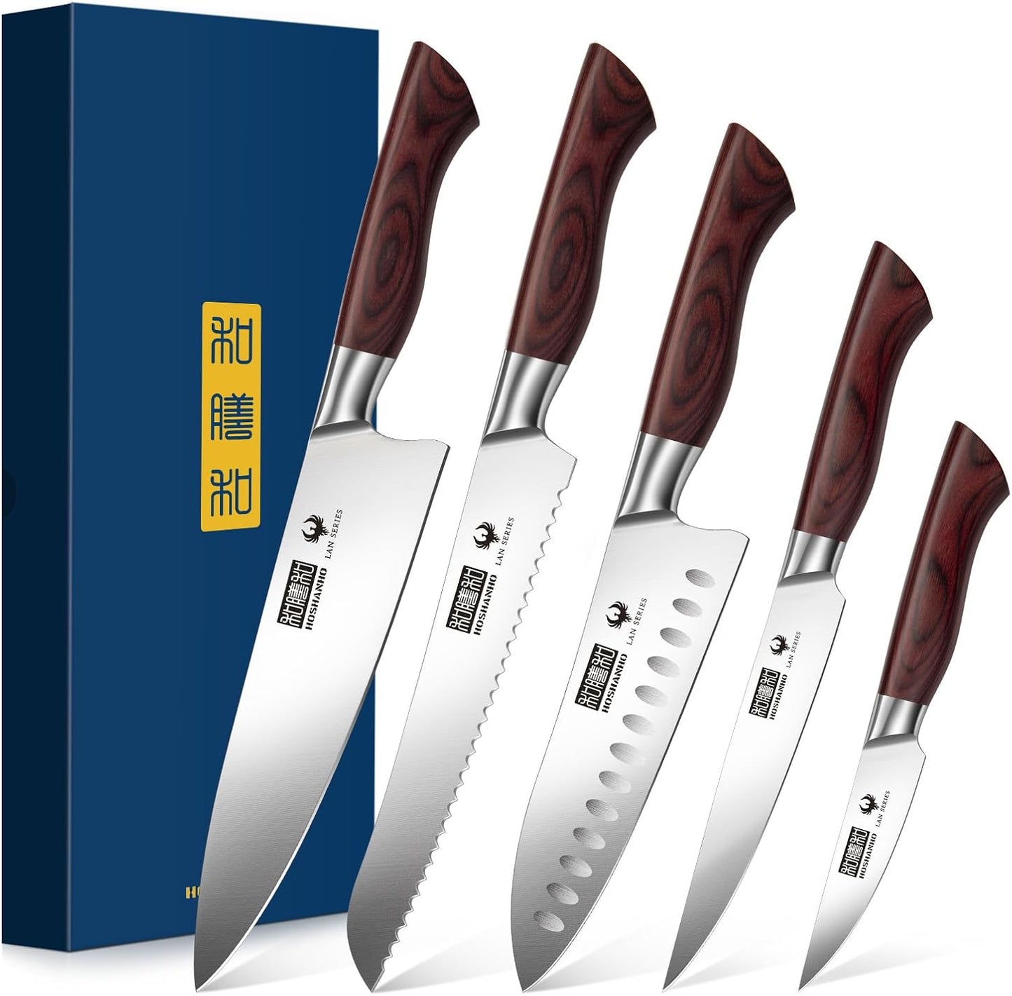 HOSHANHO - Juego de 5 cuchillos de cocina japoneses, cuchillos de c...