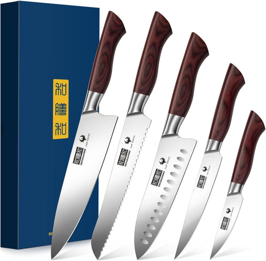 HOSHANHO - Juego de 5 cuchillos de cocina japoneses, cuchillos de c...
