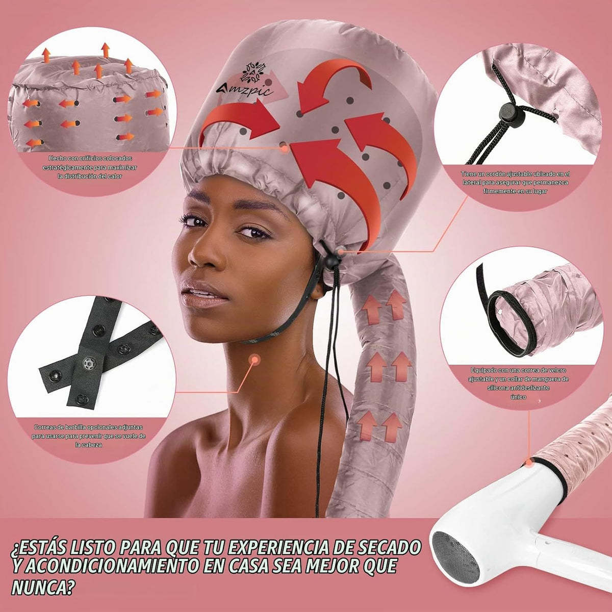 Accesorio de Capó para Secador de Cabello - Suave, Ajustable, Capó...