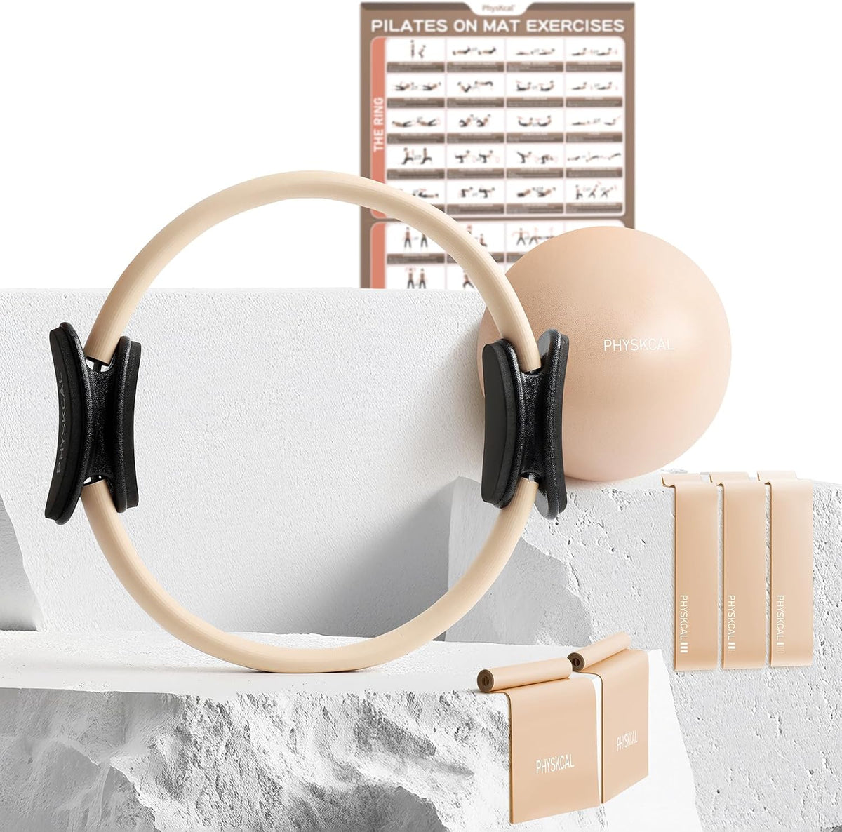 Kit de Pilates PhysKcal, anillo de pilates de 15 pulgadas con 1 bol...