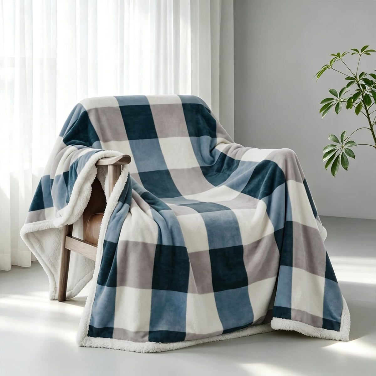 PU MEI Manta de forro polar Sherpa reversible de 60" x 80"...