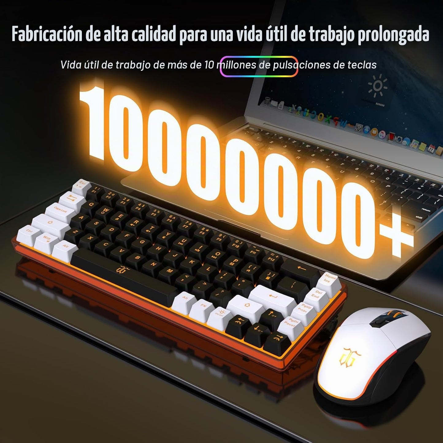 Snpurdiri - Combo de teclado y mouse inalámbricos 60% para juegos (...