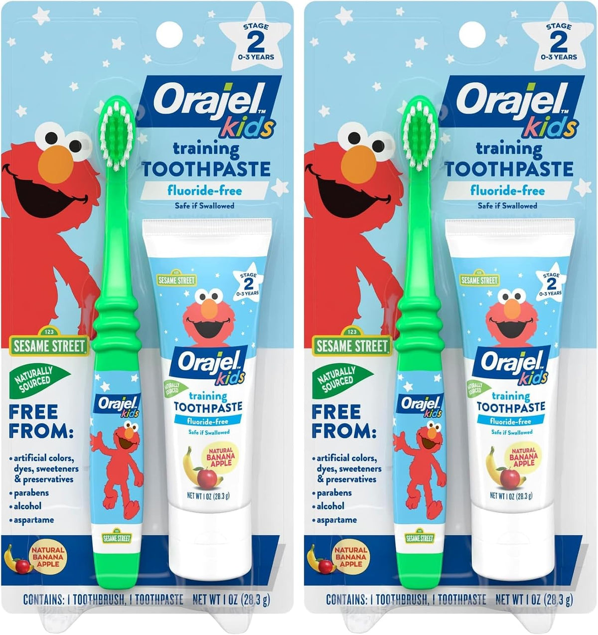 Orajel Elmo - Limpiador de dientes y encías sin flúor con cepillo d...