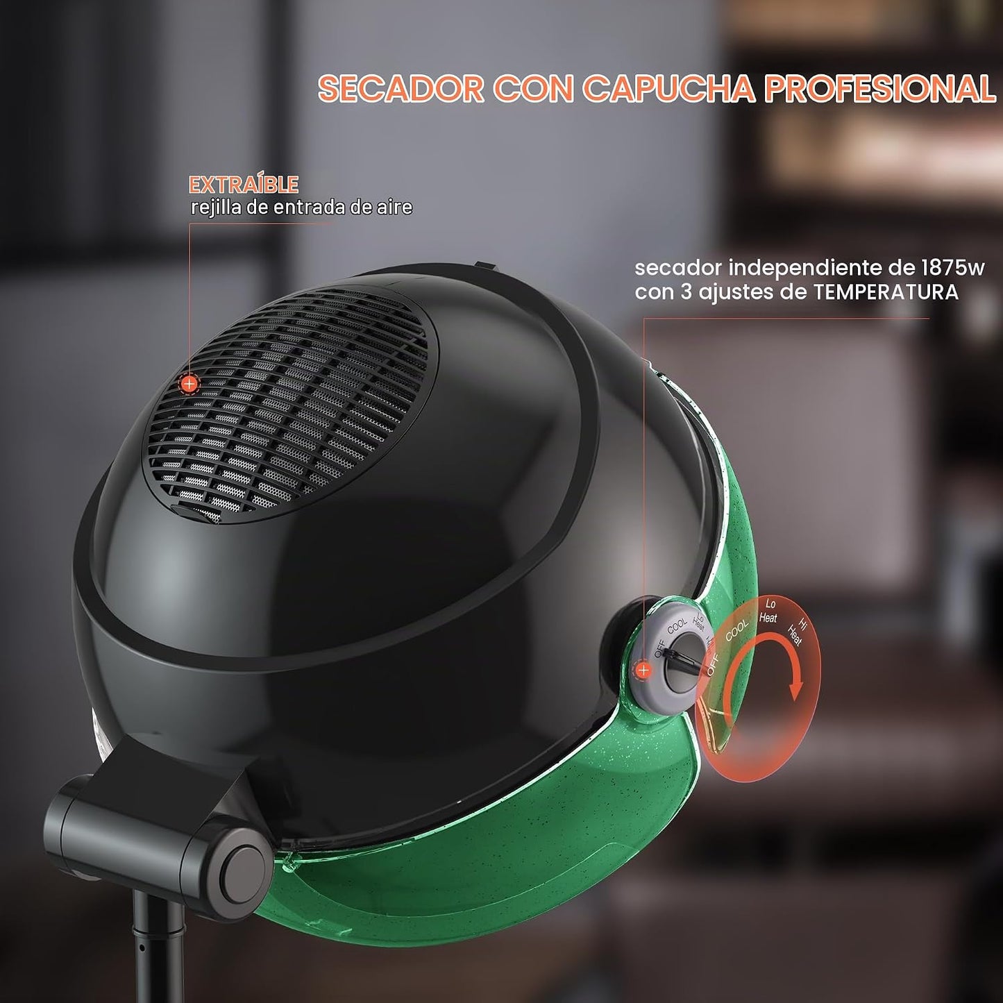 TASALON Secador de pelo profesional Ionic con capucha de 1875 W con...