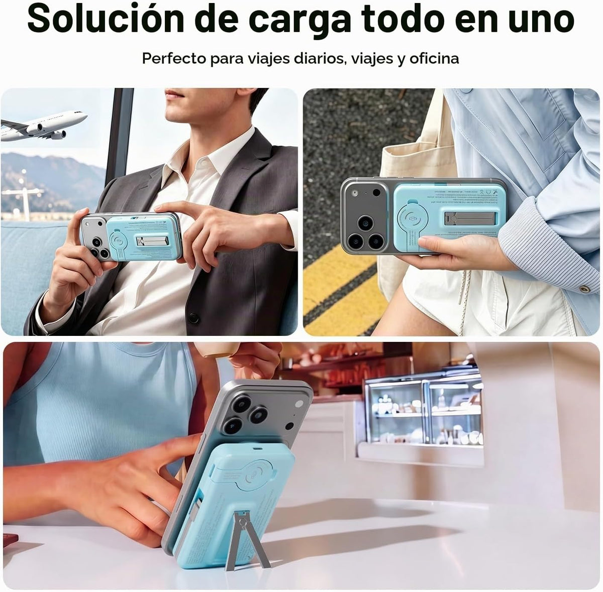 Q Cargador portátil inalámbrico magnético de 10,000 mAh, batería ex...
