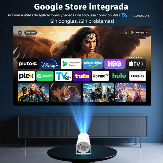 [Google TV integrado y control de voz] Mini proyector WISHOLY con W...