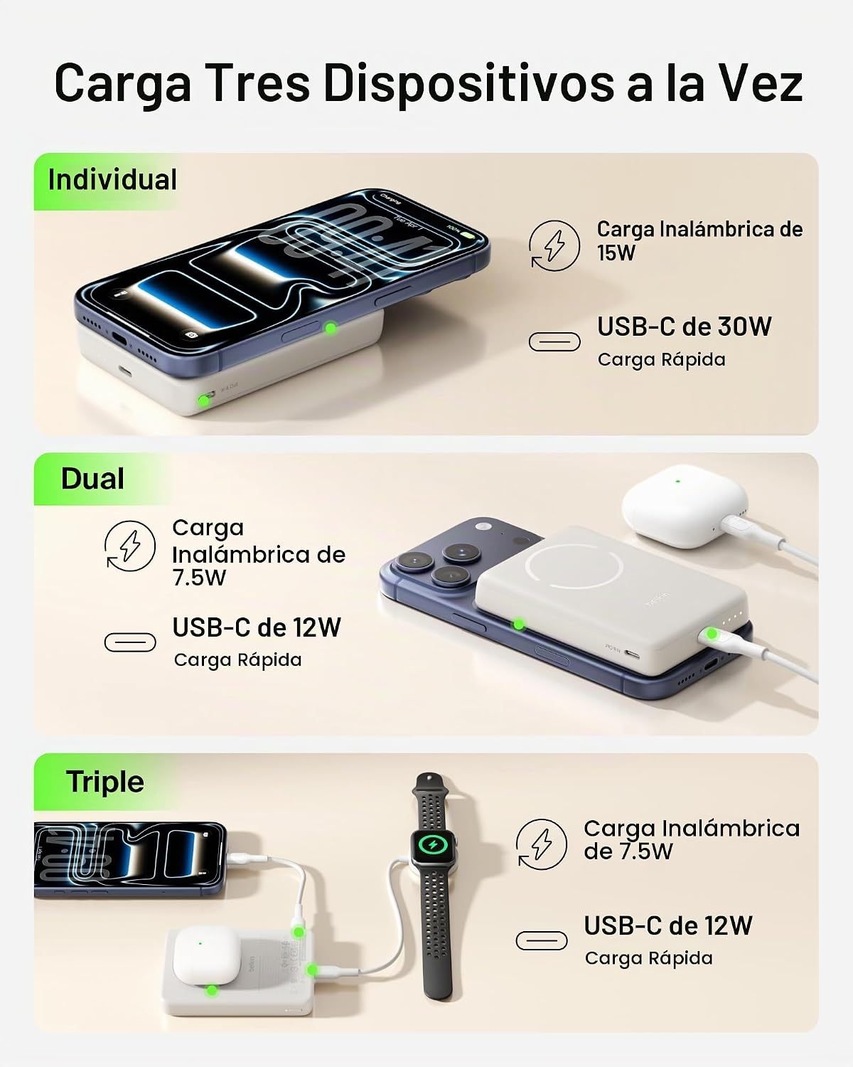 Belkin Banco magnético delgado del poder de 10000mAh Qi2 15W con el...