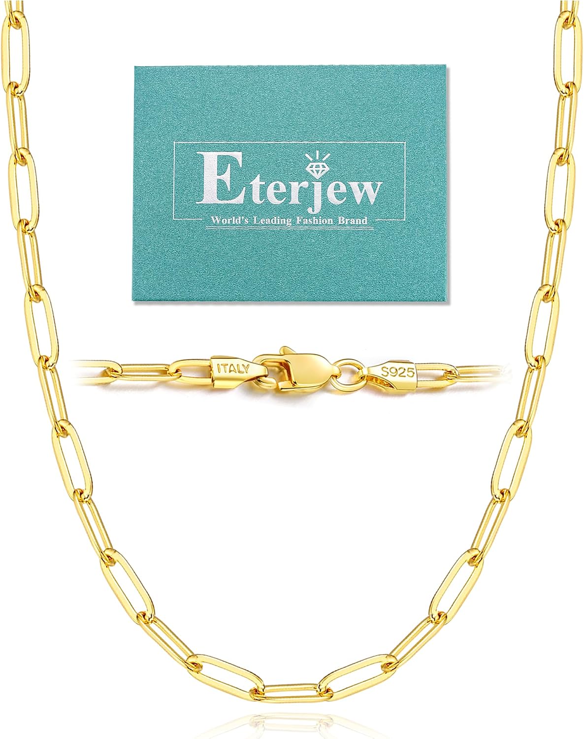 Eterjew Collar de Cadena de Clip de Oro 18K Chapado y Plata de Ley...