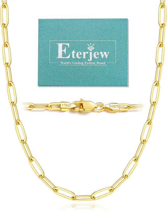 Eterjew Collar de Cadena de Clip de Oro 18K Chapado y Plata de Ley...