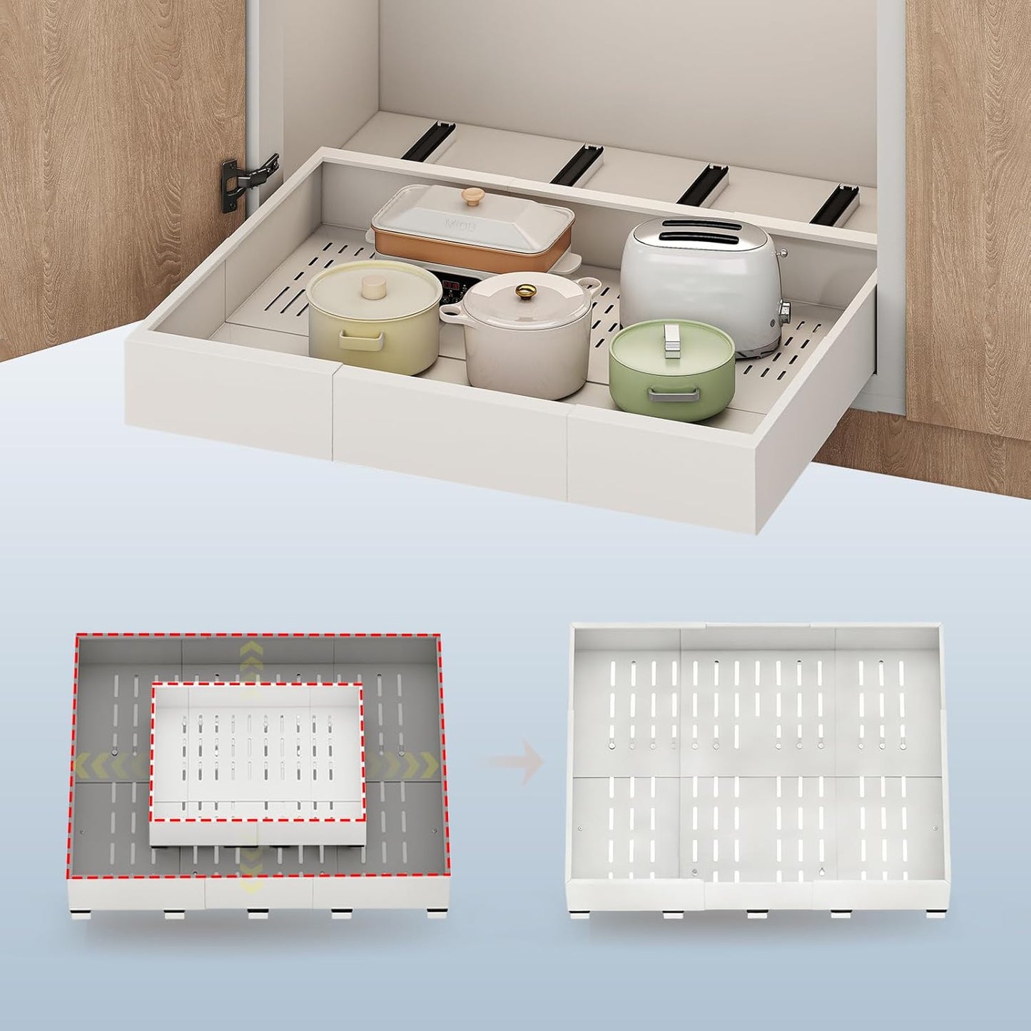 Organizador de gabinete extraíble, ancho expandible (23"-31"...