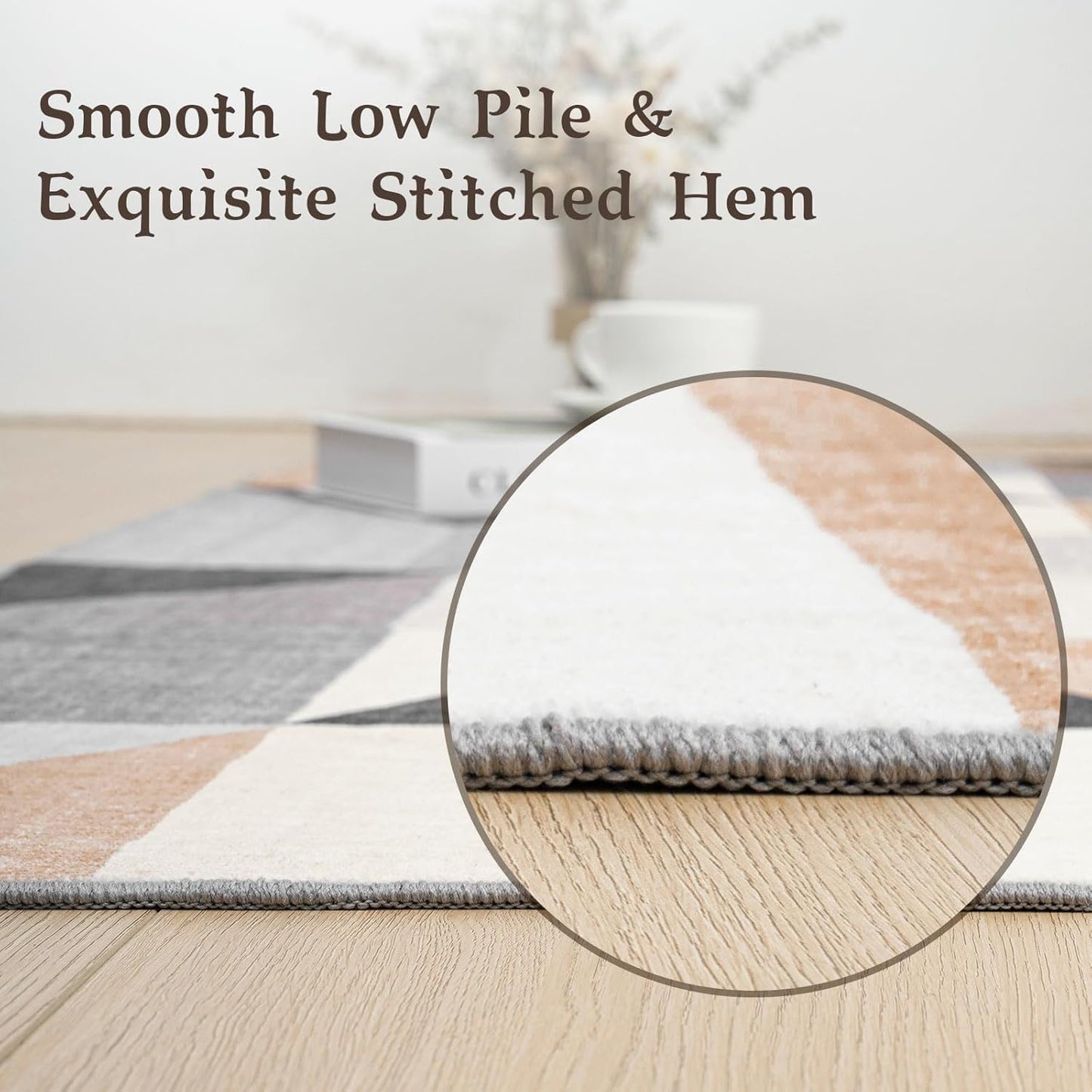 HOMFINE Alfombra lavable moderna de 5 x 7 pies, estilo geométrico,...