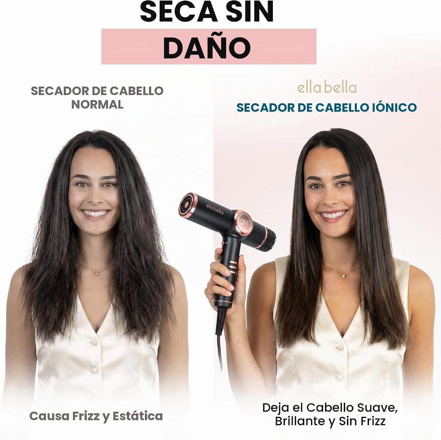 ELLA BELLA® Secador de pelo iónico profesional con difusor \u2022 S...