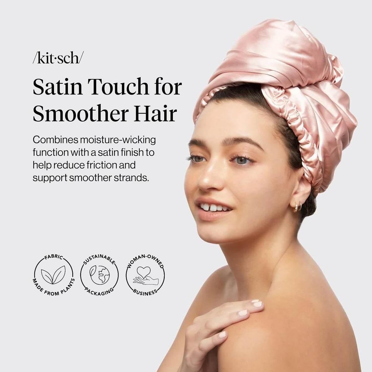 Kitsch Toalla de pelo de microfibra para mujer - Blush | Toallas de...