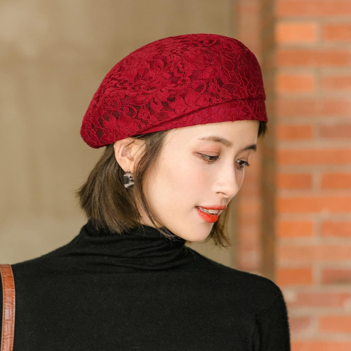 AICHUAN Boina de encaje elegante para mujer, boina de vestido franc...