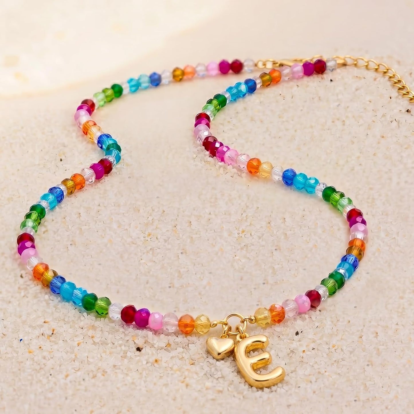LOVEZORA Collar con inicial para mujer, collares de cuentas de colo...