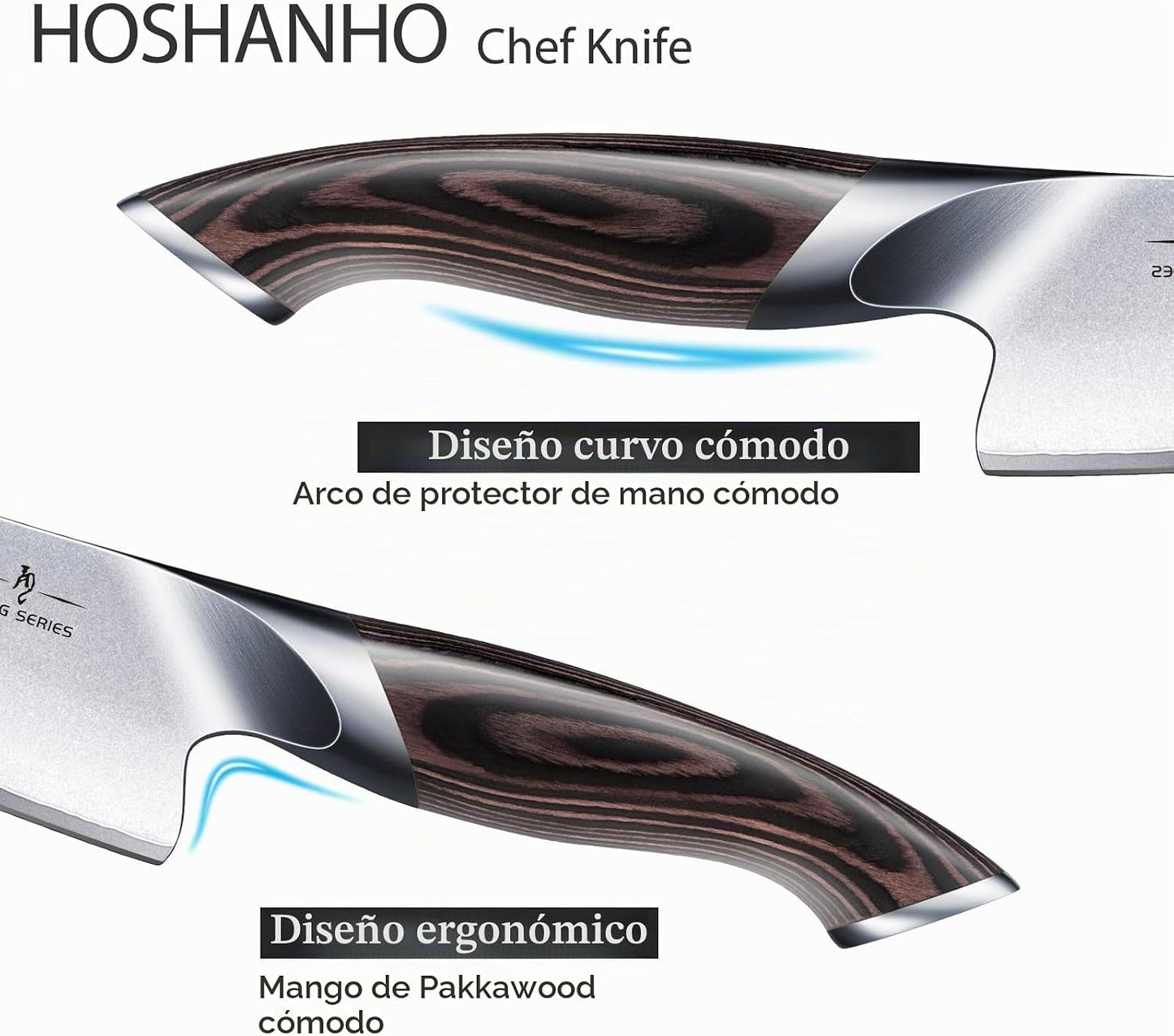 HOSHANHO Cuchillo de cocina de 6 pulgadas en acero japonés de alto...