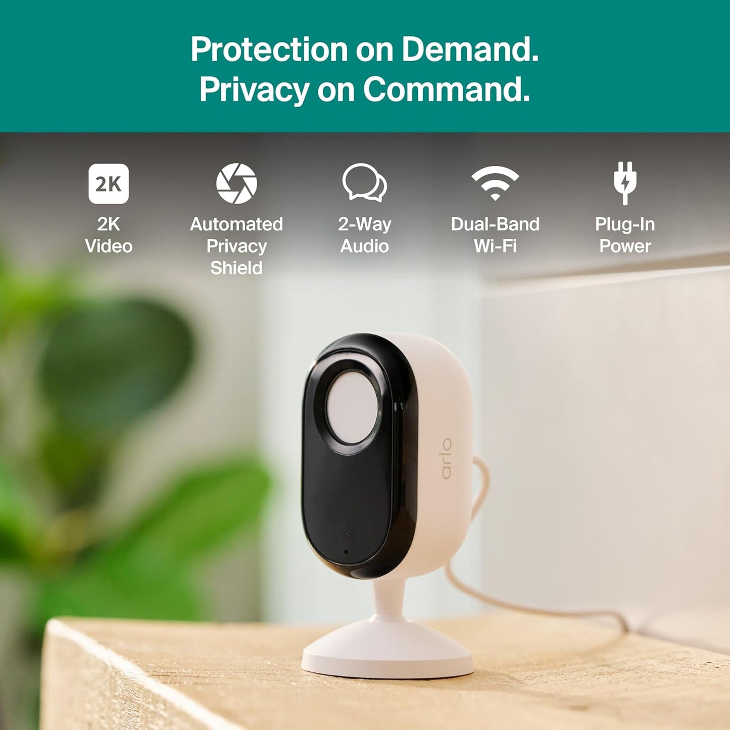 Arlo Essential - Cámara de seguridad para interiores 2K (3ª generac...