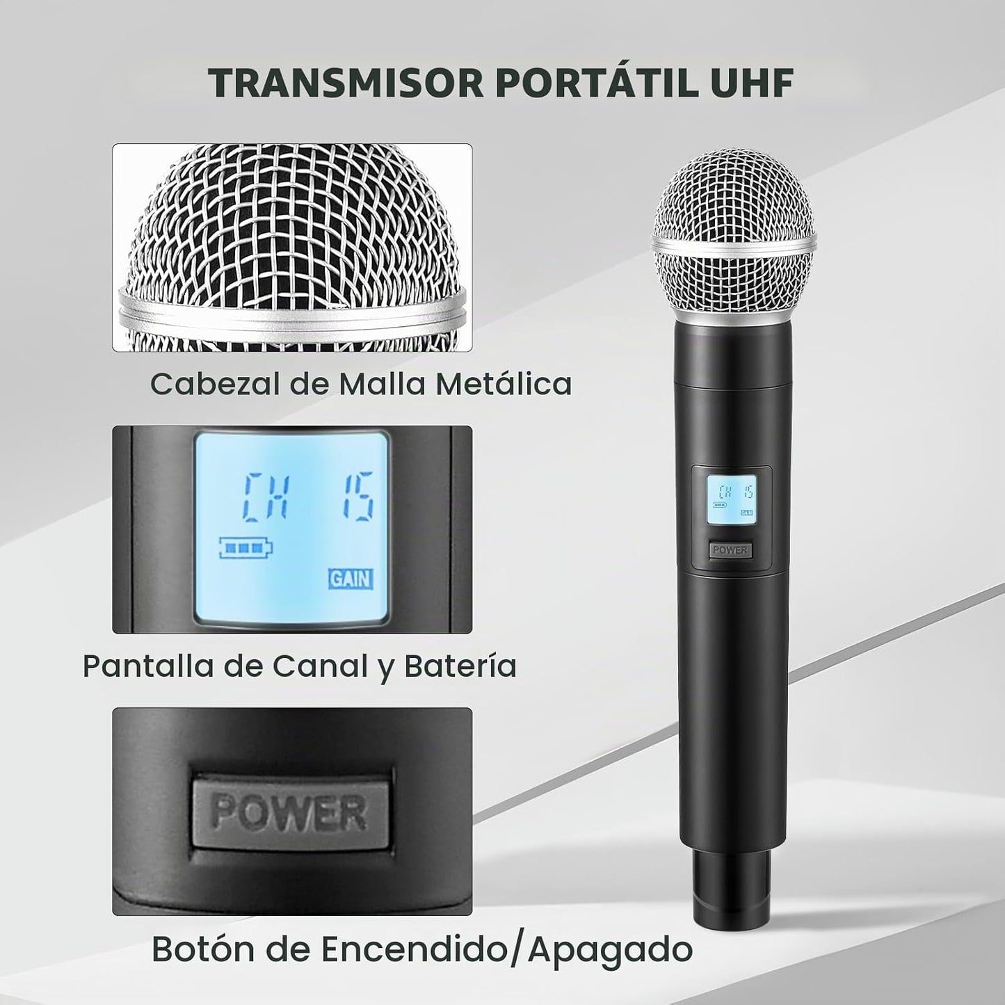 Boeska Sistema de Micrófonos Inalámbricos con 2 Micrófonos de Mano...