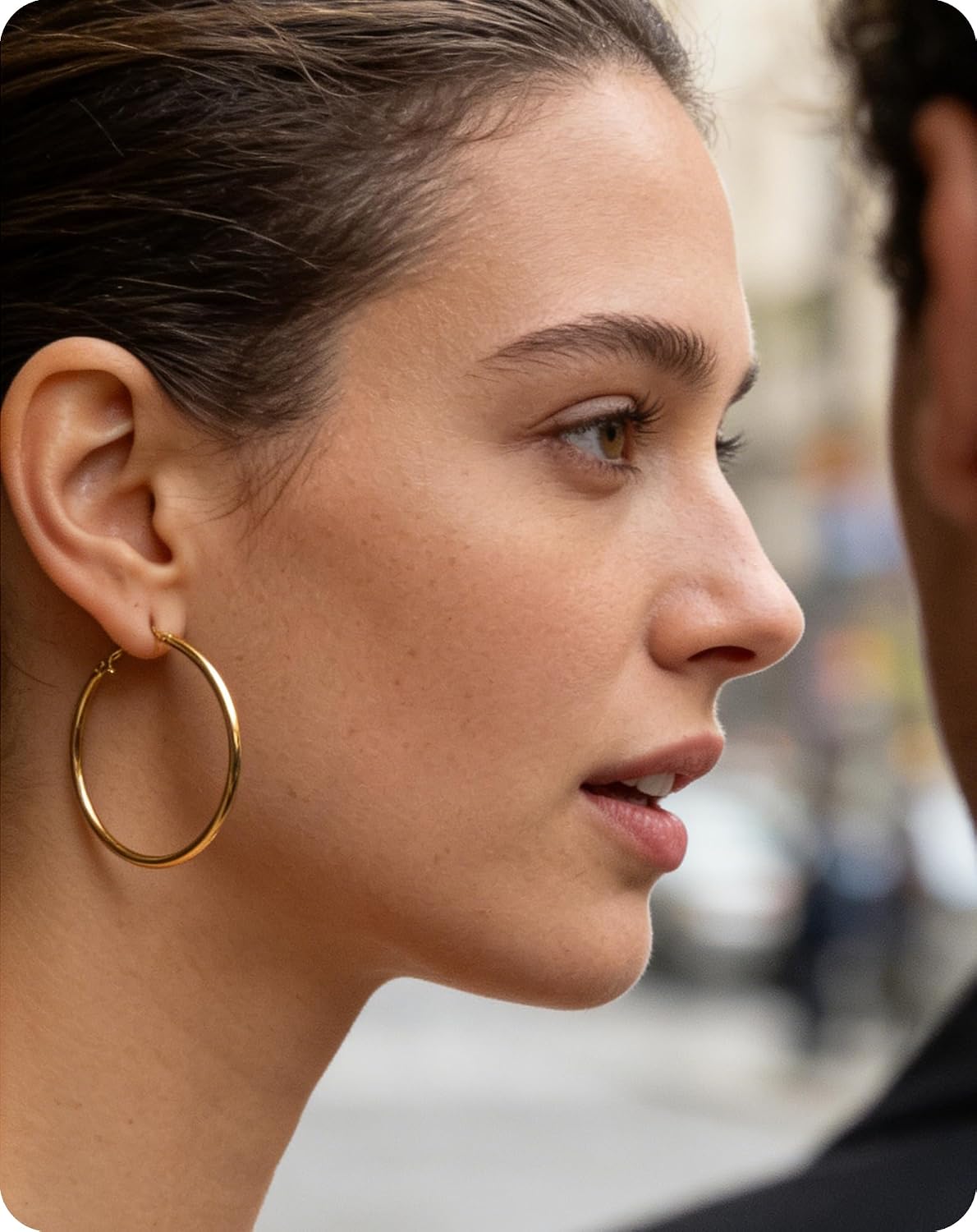 6 pares de aretes de aro de plata y oro para mujer - chapados en or...
