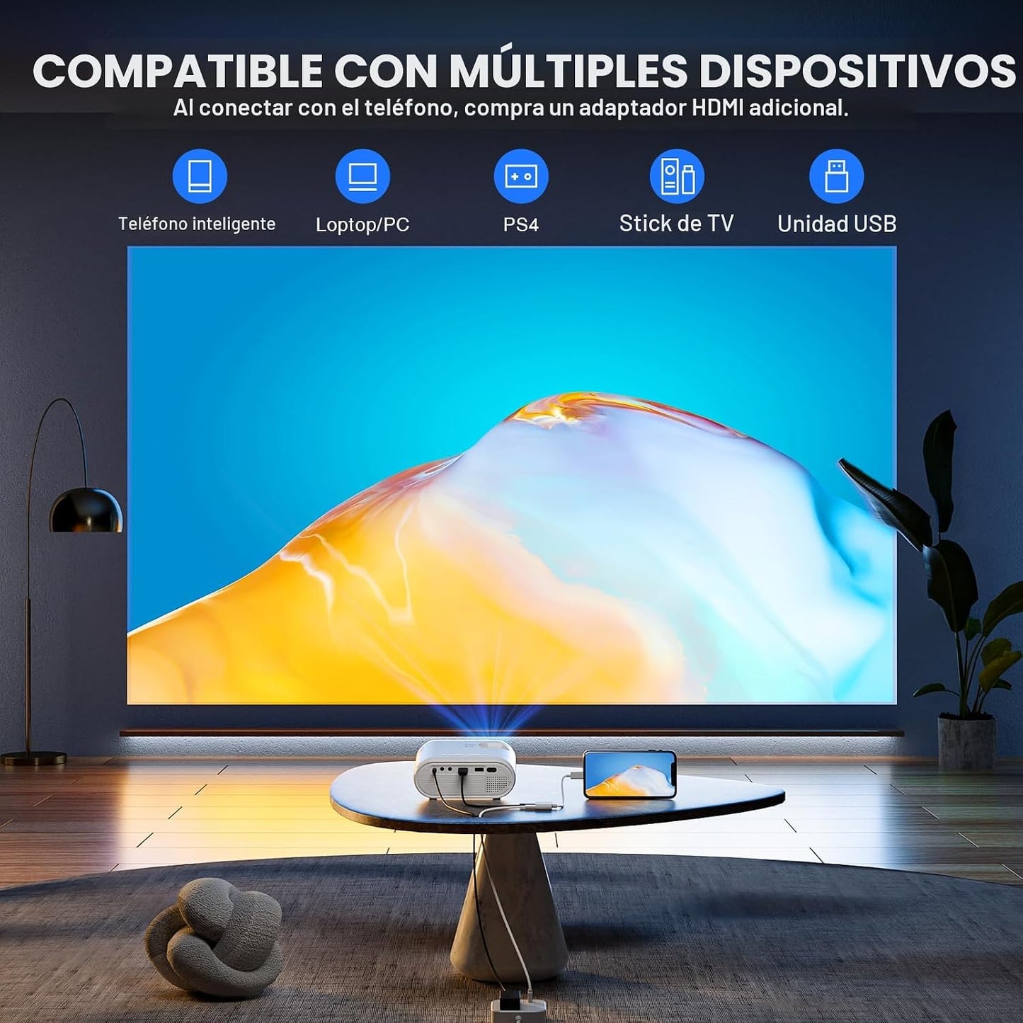 Mini proyector, proyector de video VISSPL Full HD 1080P, proyector...