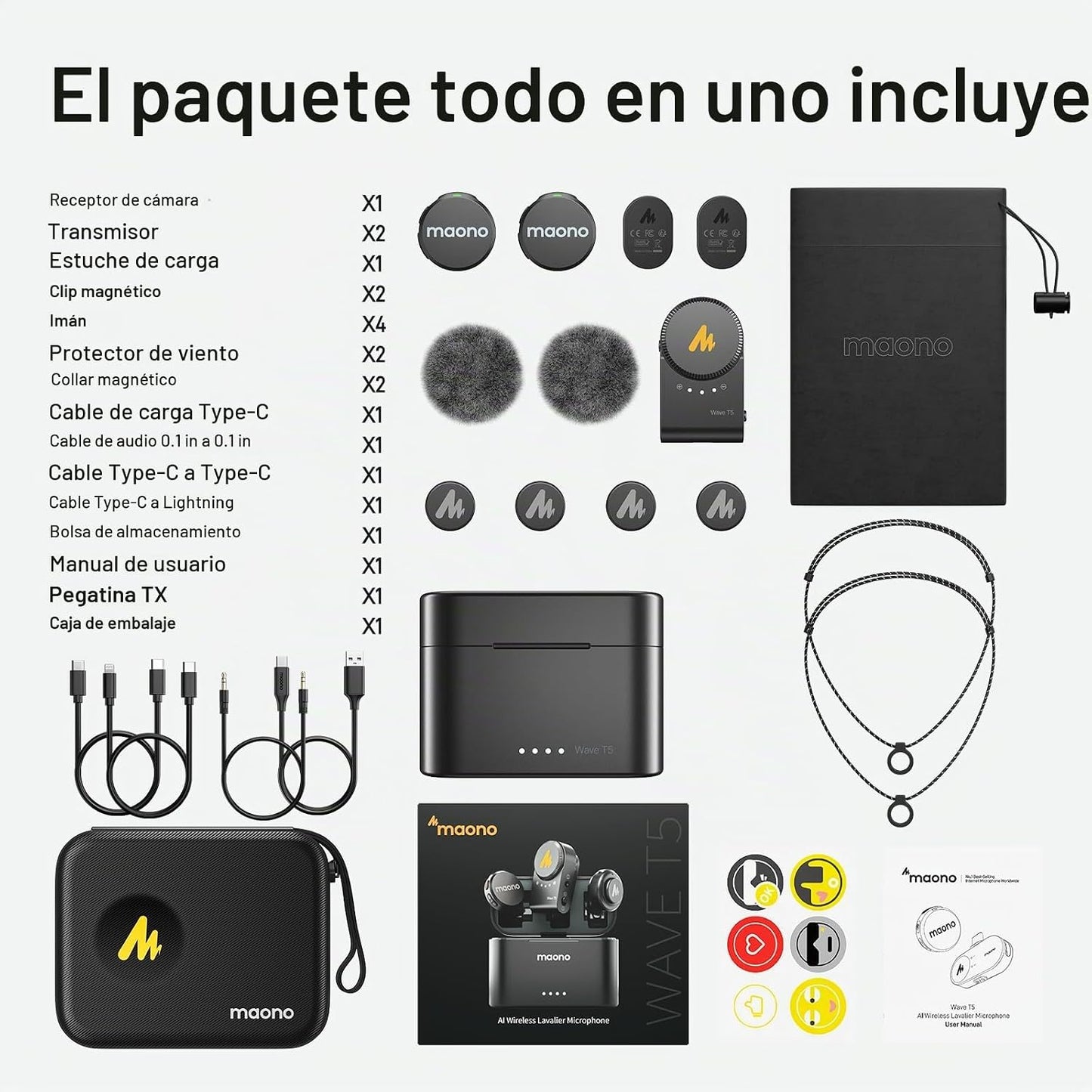 MAONO Micrófono Lavalier inalámbrico para cámara\/PC\/portátil\/tel...