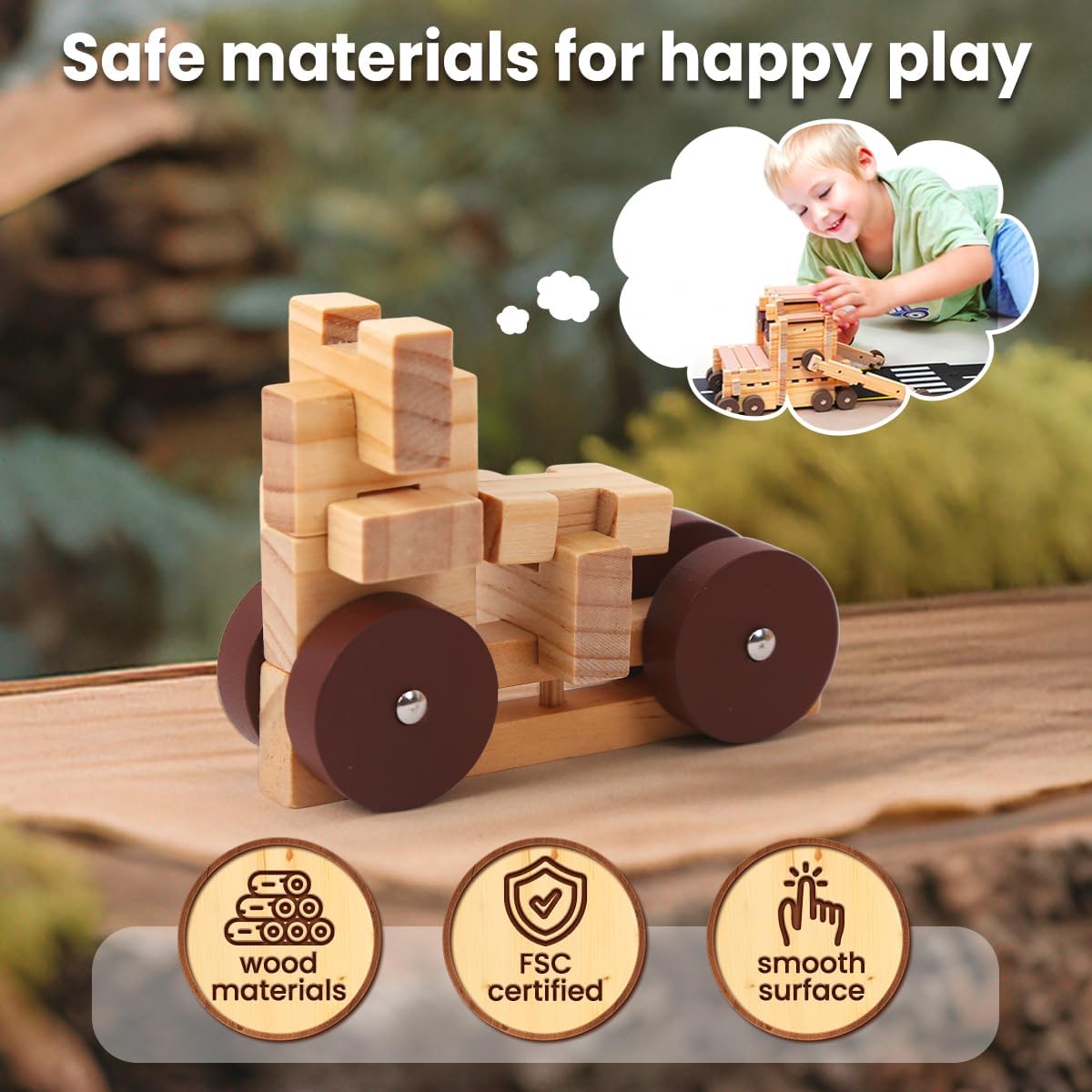 Jovi-mindly &amp;Notchies C117PCS - Juego de bloques de madera con...
