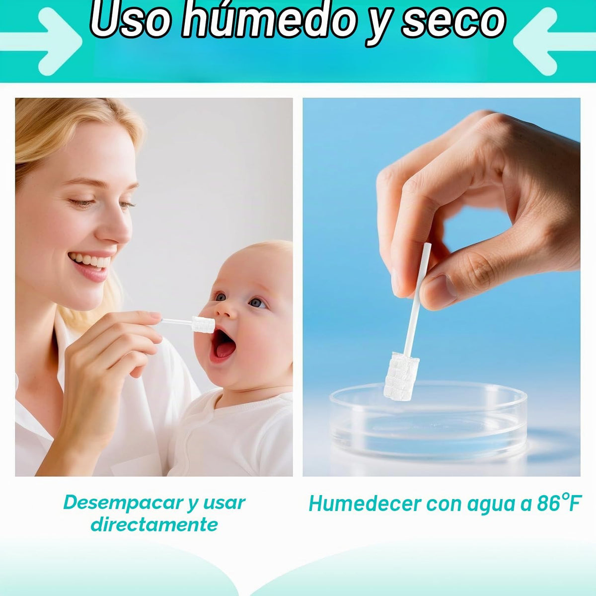 Foily Paquete de 30 gasas limpiadoras de lengua para bebés con cepi...