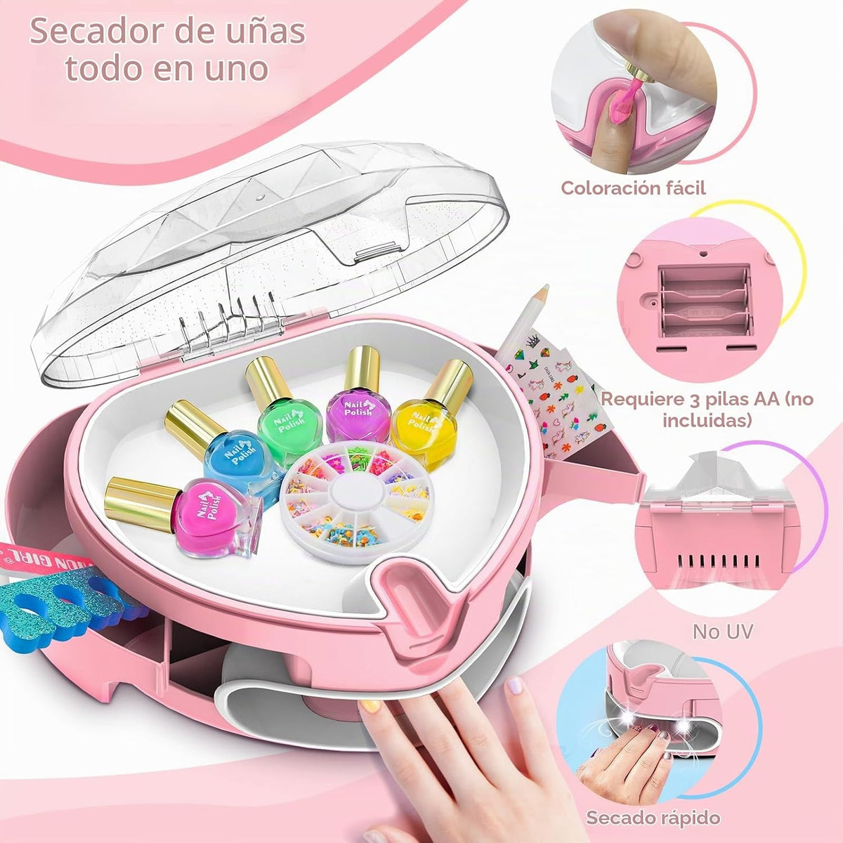Ylovetoys Juego de esmaltes de uñas para niñas, salón de uñas para...