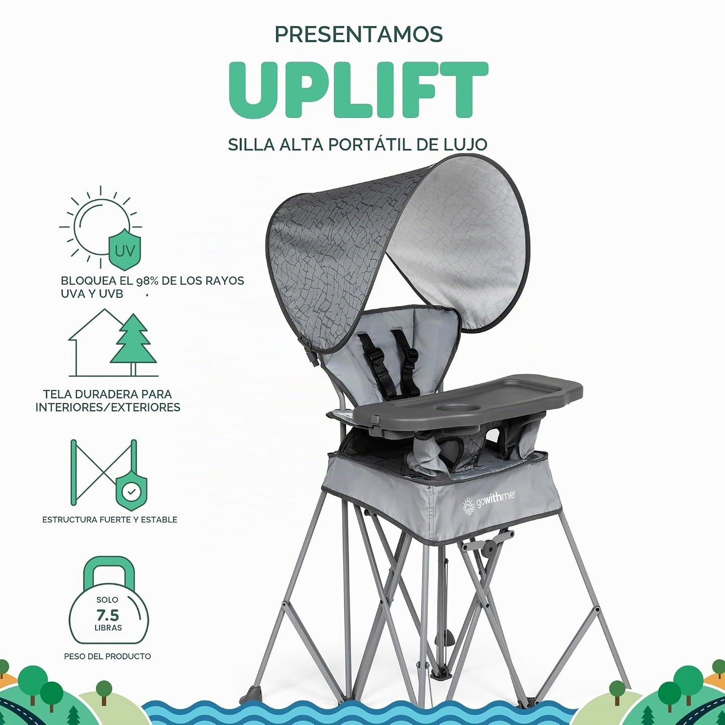 Baby Delight Go with Me Uplift - Silla alta portátil de lujo, silla...