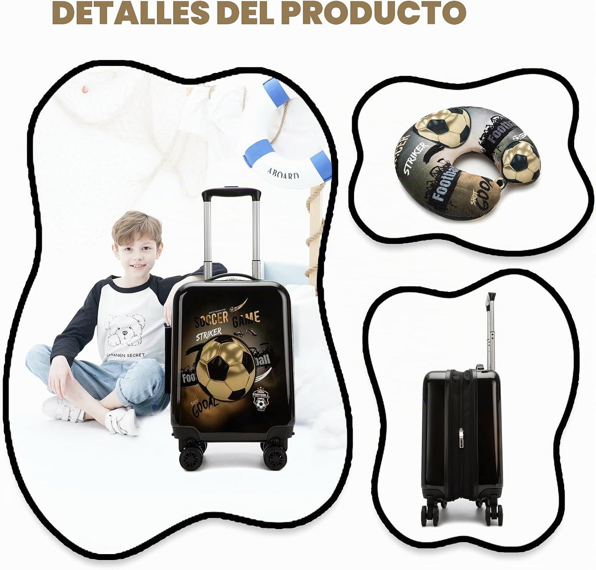 Homskiii Juego de maletas de fútbol para niños, 5 piezas, equipaje...