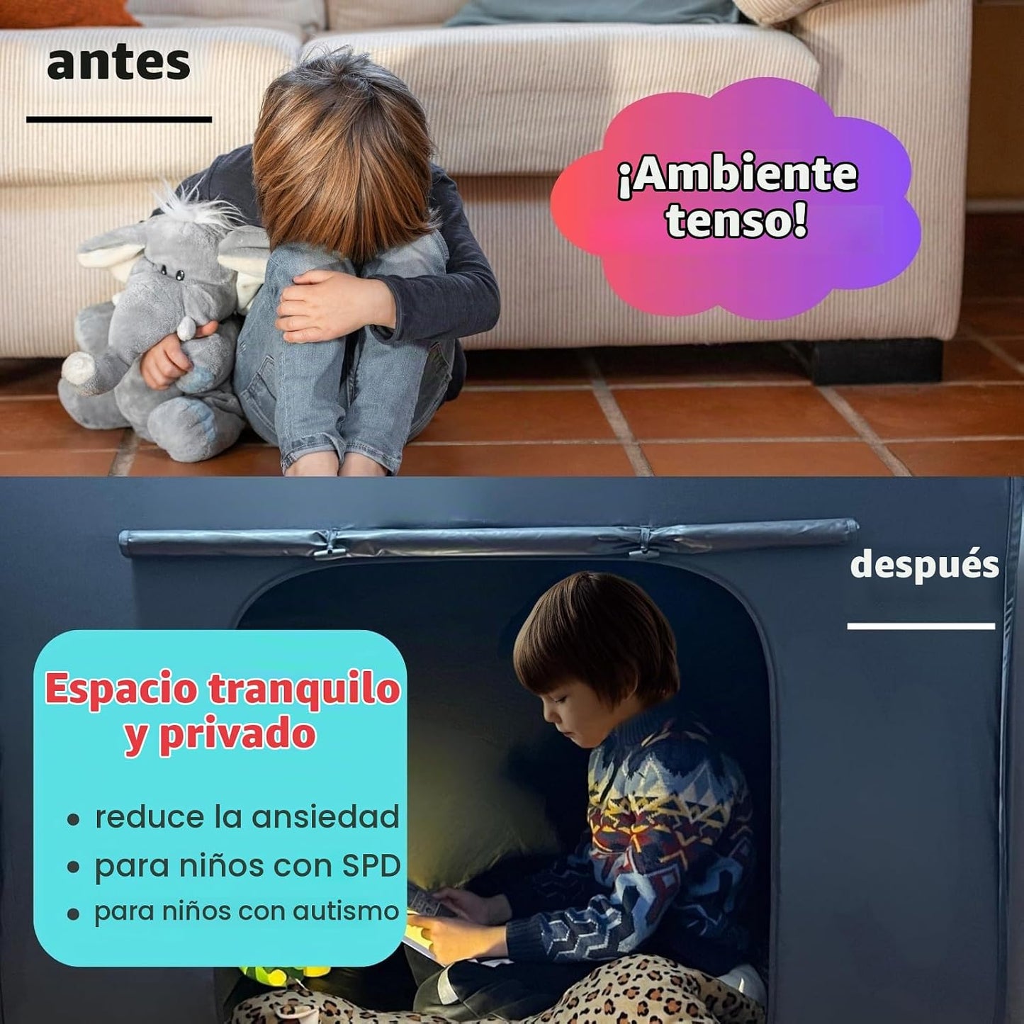 lukidoki Tienda de campaña sensorial para niños con autismo, TDAH,...