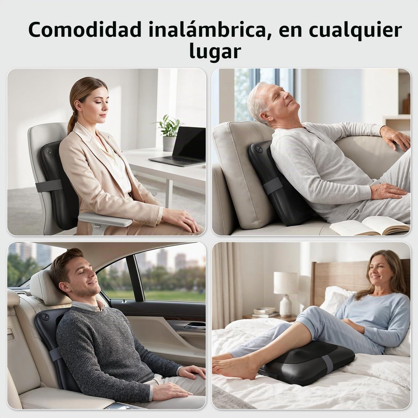 Masajeador de espalda inalámbrico Nekteck con calor para aliviar el...