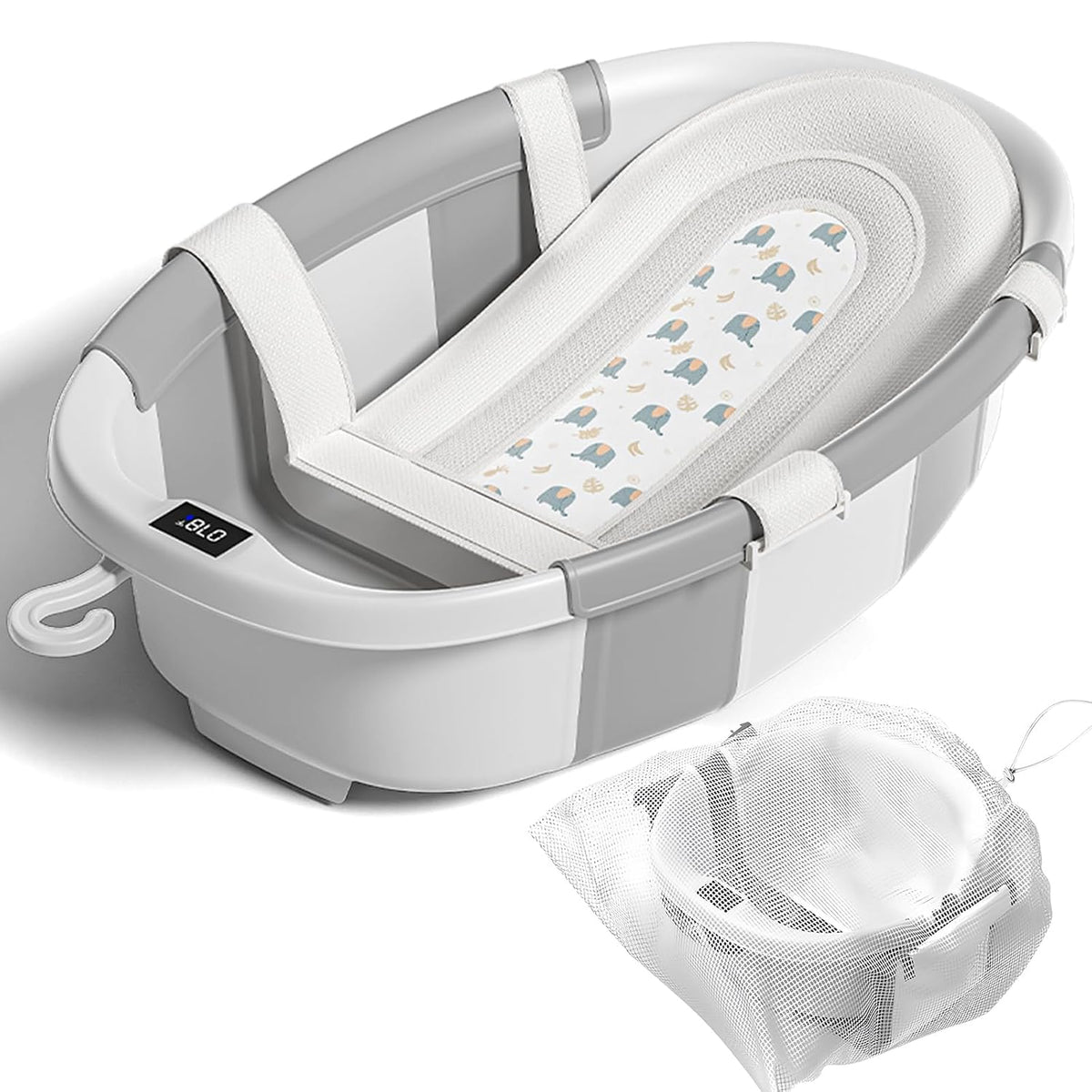 Bañera plegable para bebés, bañeras para recién nacidos con cojín s...