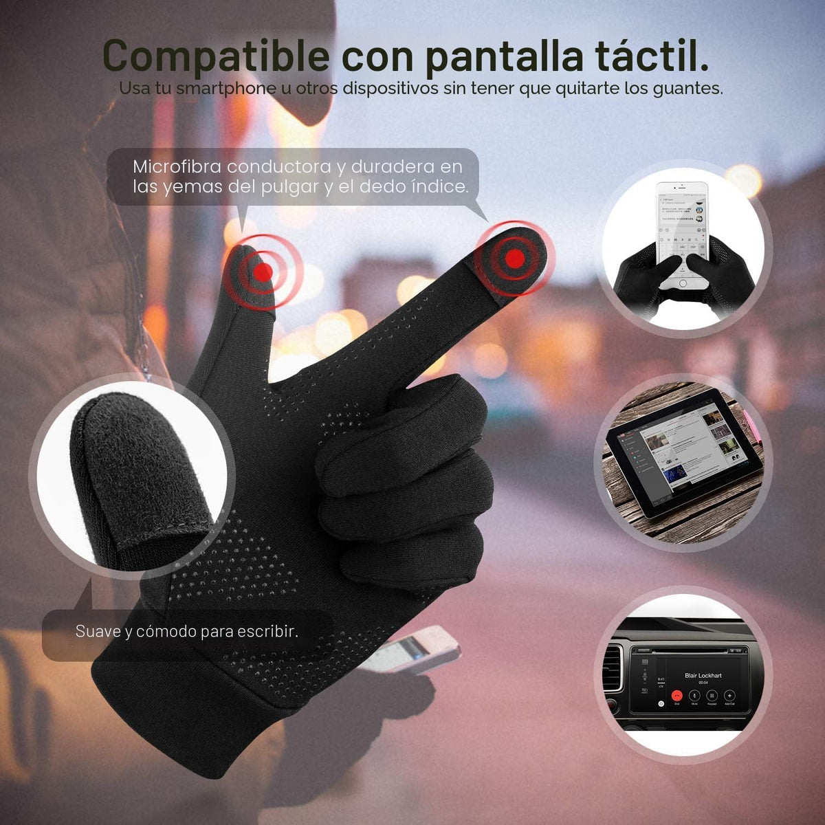 Unigear Guantes ligeros para correr, guantes antideslizantes con pa...