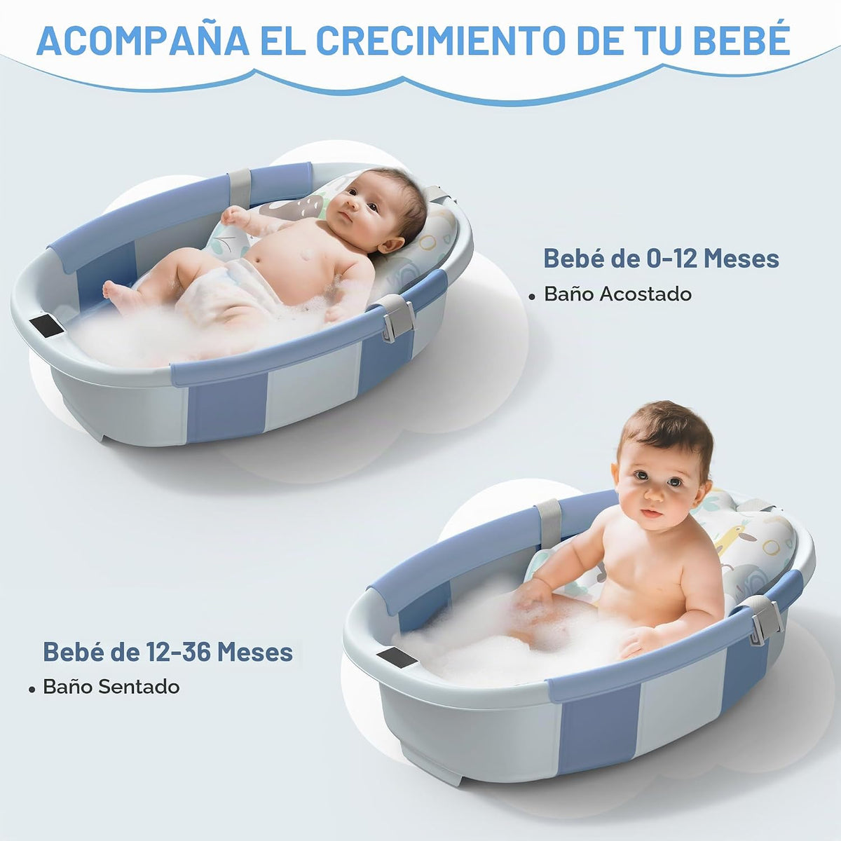 TOSGN Bañera plegable para bebé, 3 segundos para instalar, bañera p...