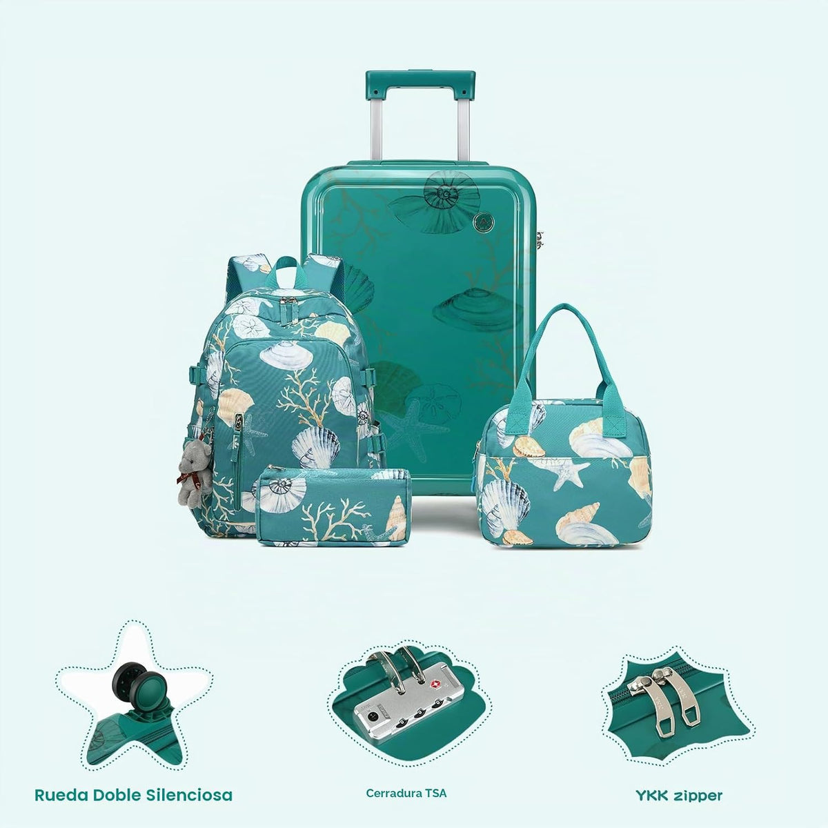 Somago Juego de equipaje para niños de 4 piezas con mochila para ni...