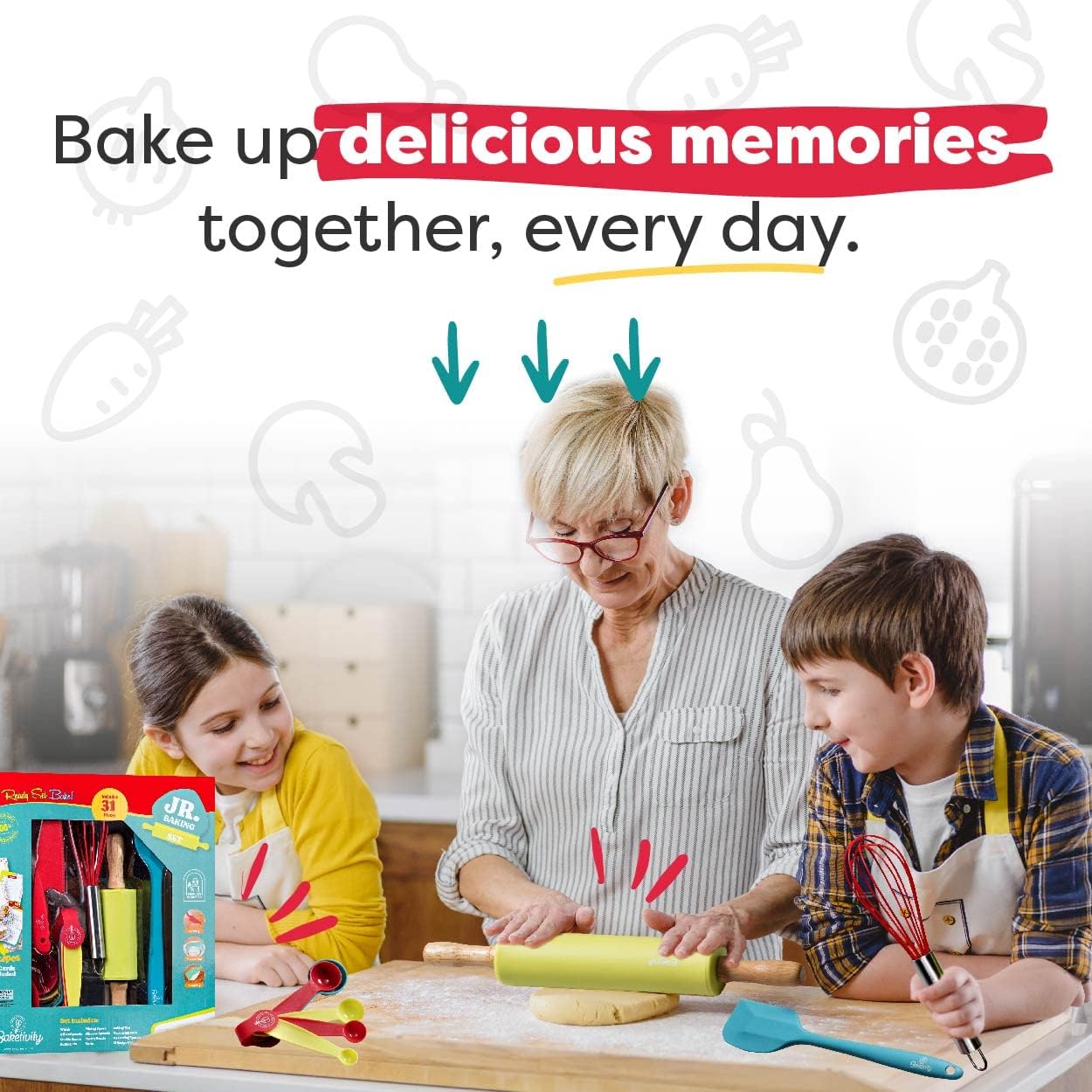 Baketivity Paquete de hornear para niños, kit de pastel de bricolaj...