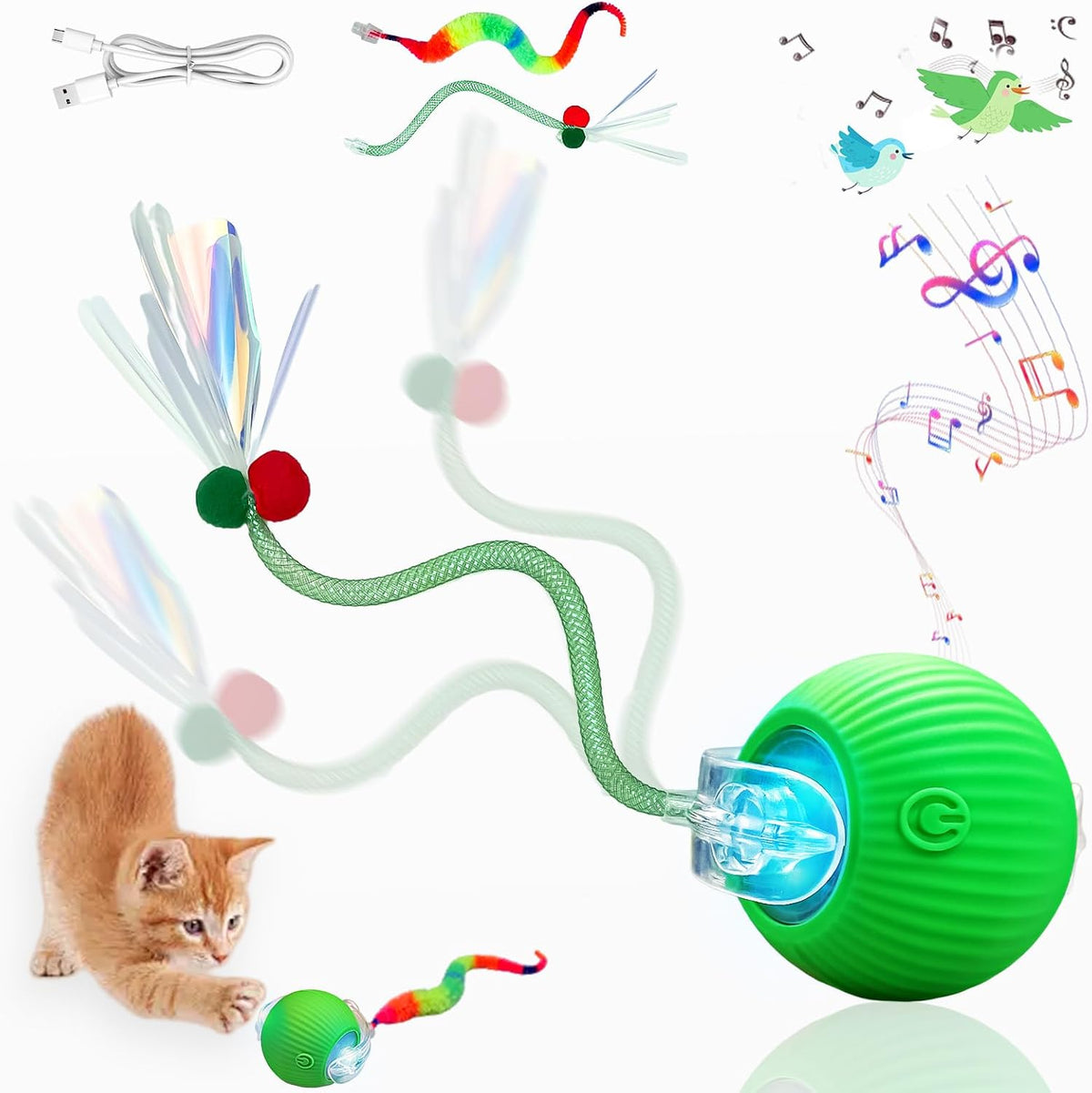 Yaruiguang Nuevo Juguete de Pelota para Gatos Mejorado - Speedy Tai...