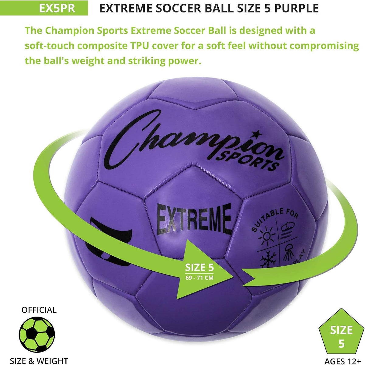 Champion Sports Extreme Series - Balón de fútbol \u2013 Tamaños 3,...