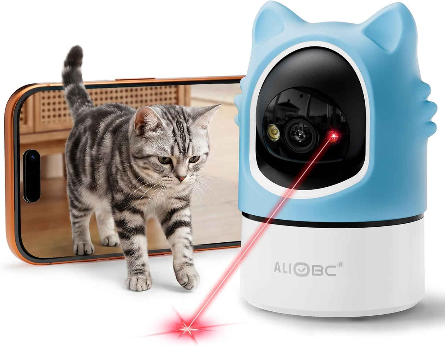 ALIOBC Cámara para mascotas con aplicación de teléfono, seguimiento...
