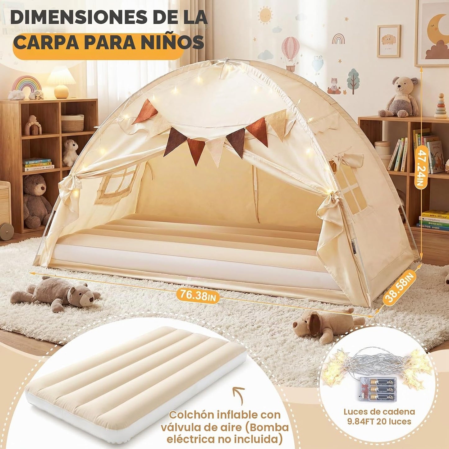 GliCraft Cama de viaje inflable con tienda de campaña, colchón de a...