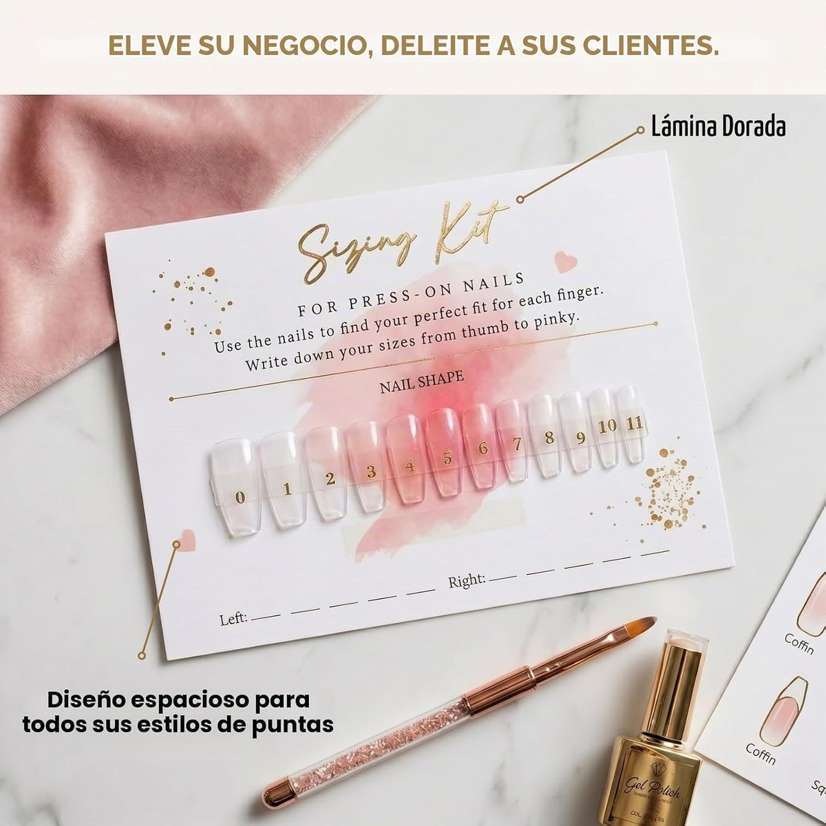 Kit de tamaño de uñas a presión para negocios de uñas, 5 x 7 pulgad...